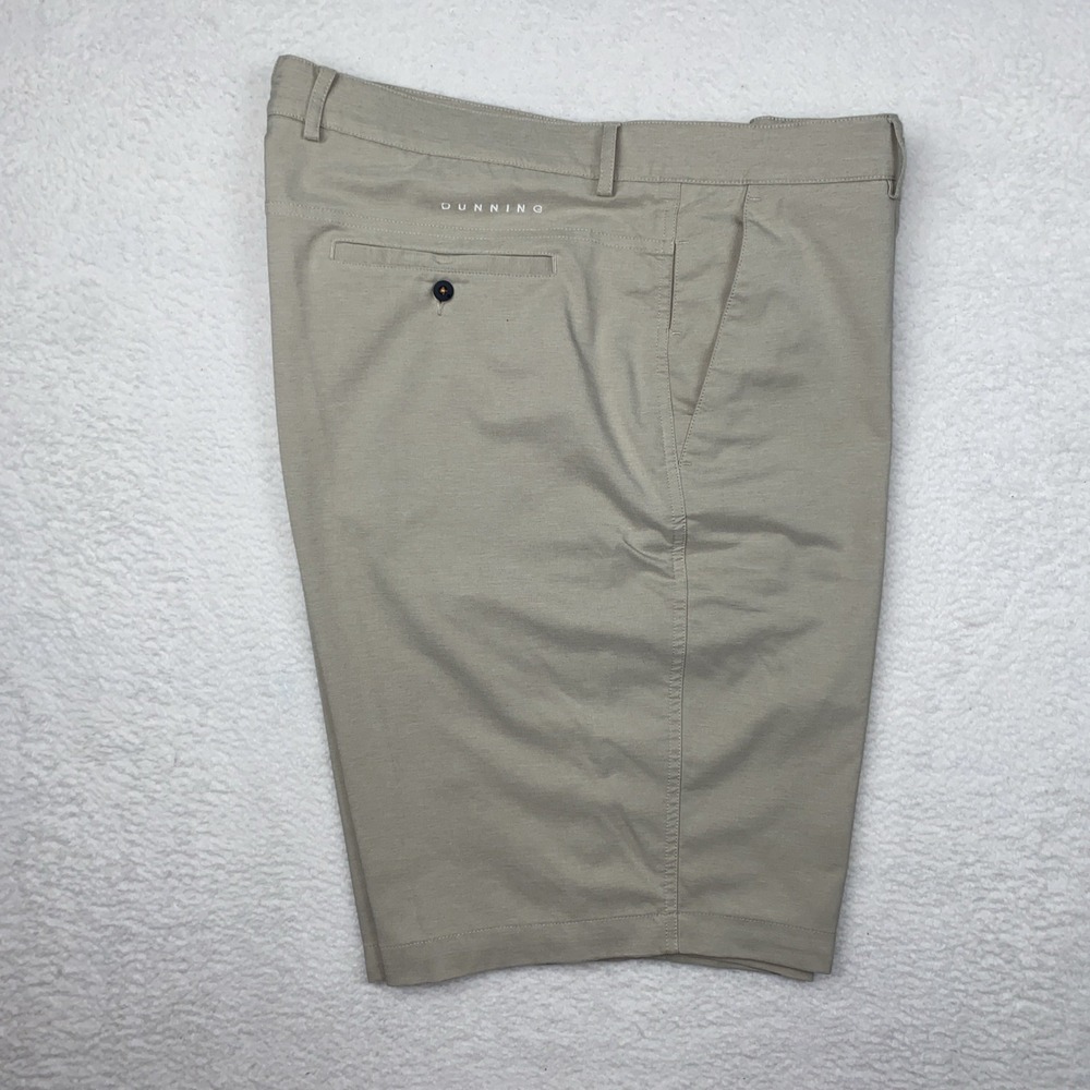 DUNNING GOLF 'Everbest' Mens Tech Chino Shorts Size 38 Khaki 10" Lightweight Tan